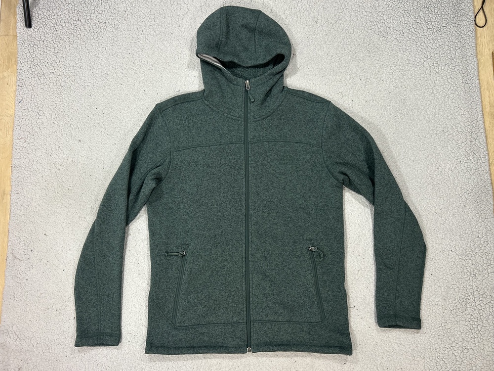 The North Face Jacket Mens Medium Green Hooded Fleece Full Zip Hiking Outdoor